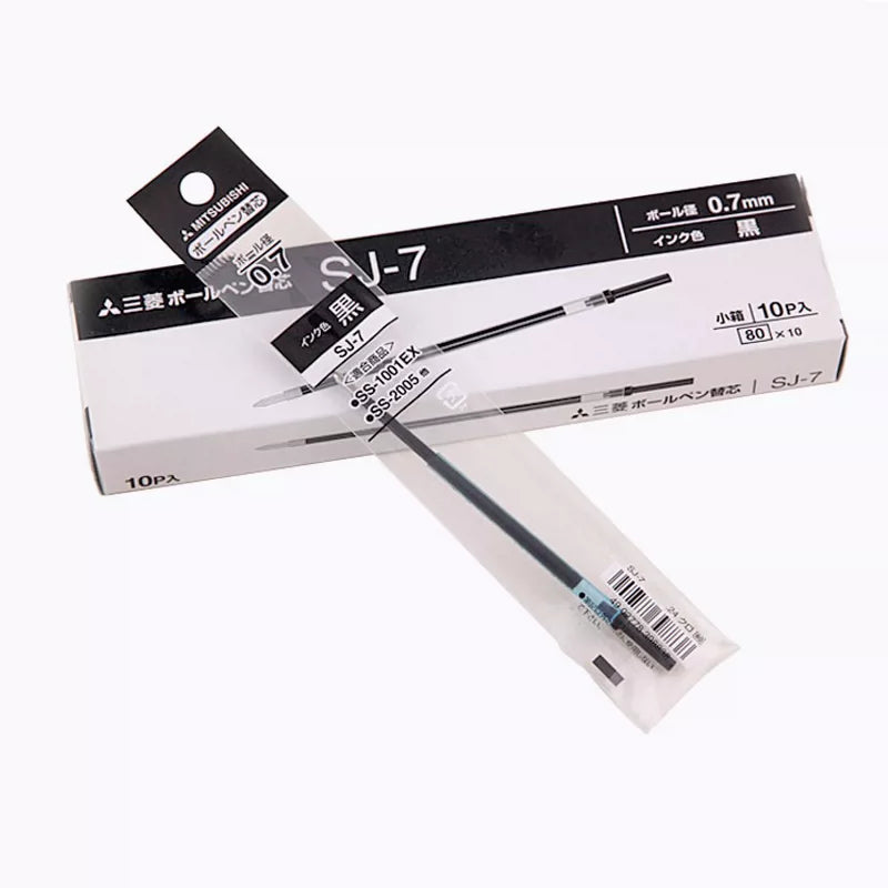 Uni Ball SJ-7 Ballpoint Pen Refill - 0.7mm Black Ink 10 Pack