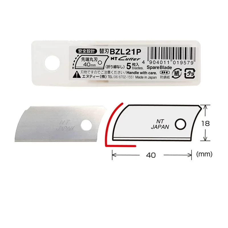 NT Cutter ZL2P Mini Utility Knife with Chocolate-Style Slider, 107mm Spare Blade 5pcs