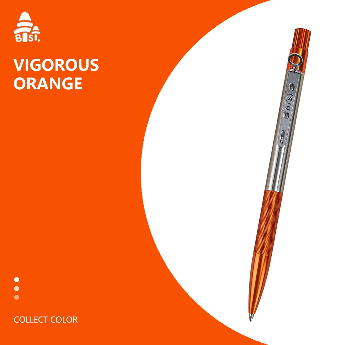 BTST Classic All-Metal Ballpoint Pen Twist Retractable,0.7mm Black Ink Orange