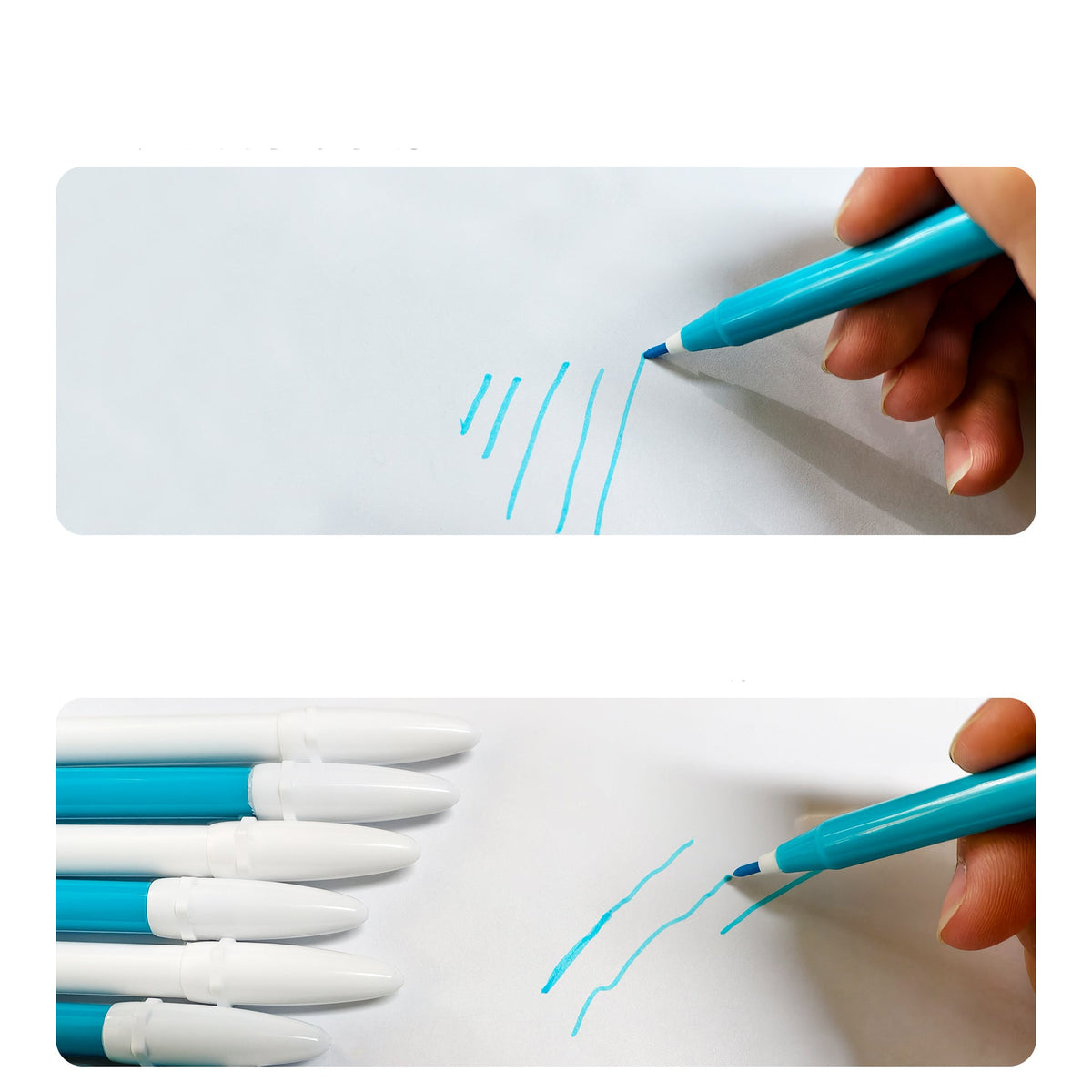 Water-Erasable & Air-Erasable Fabric Marking Pens – 10-Pack (5 White + 5 Blue) | Disappearing Ink Tailor Chalk Pens for Sewing, Quilting & Garment Marking