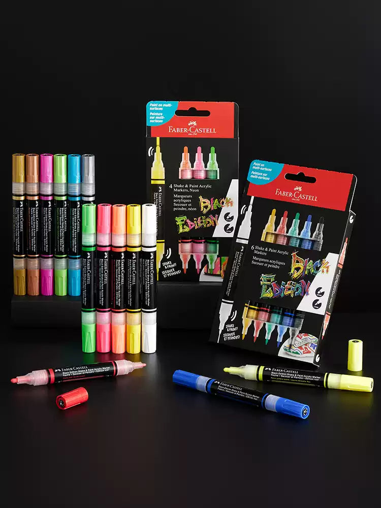 Faber-Castell Shake & Paint Acrylic Paint Markers 6 Color Classic