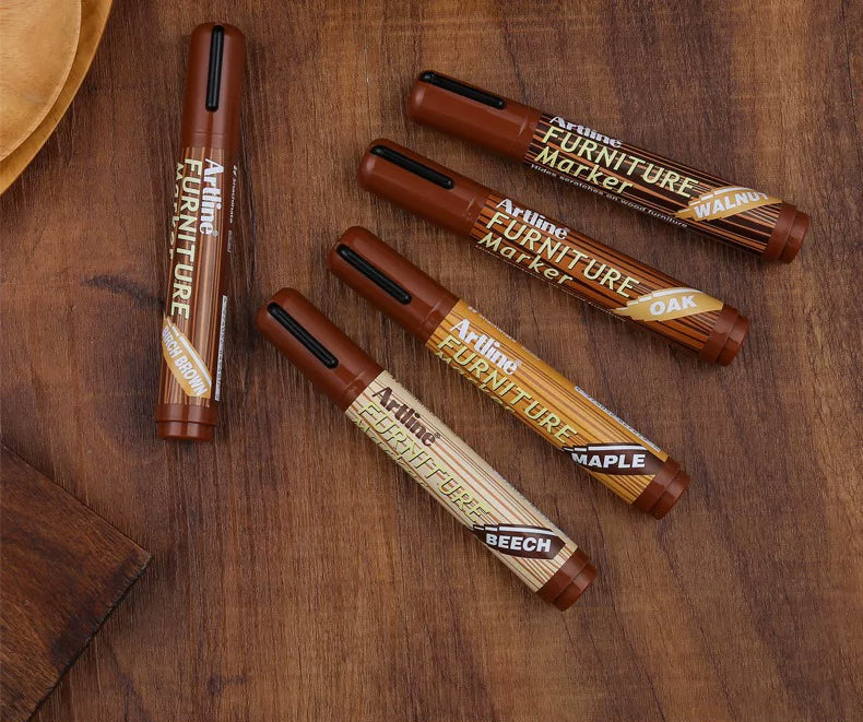 Artline Wood Furniture Touch-Up Markers, Oil-Based, 8-Color Repair Set