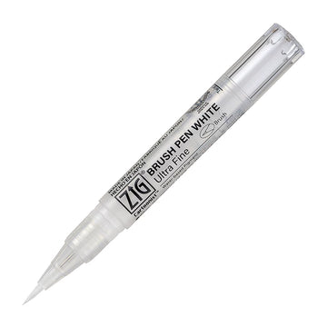 Kuretake ZIG Brush Pen White Ultra Fine – White Ink Highlight & Detail Brush Pen | Illustration / Manga / Mixed Media | Japan Kuretake ZIG