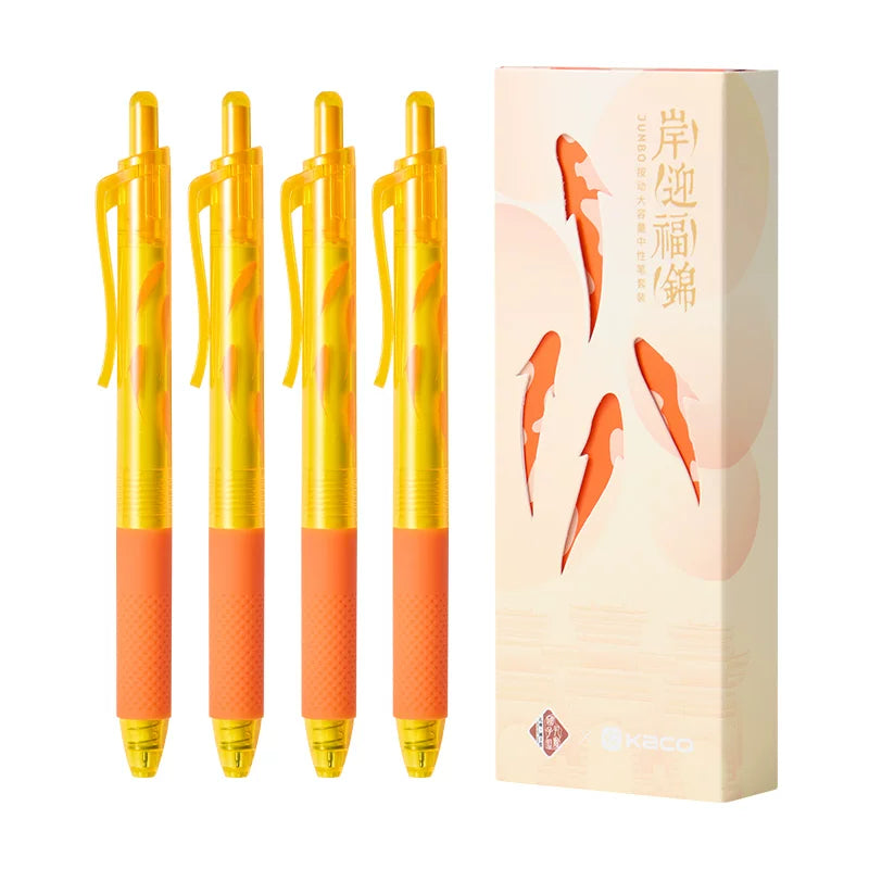 KACO JUMBO Koi Series Click Gel Pen | Black Ink 0.5mm | 4-Pack