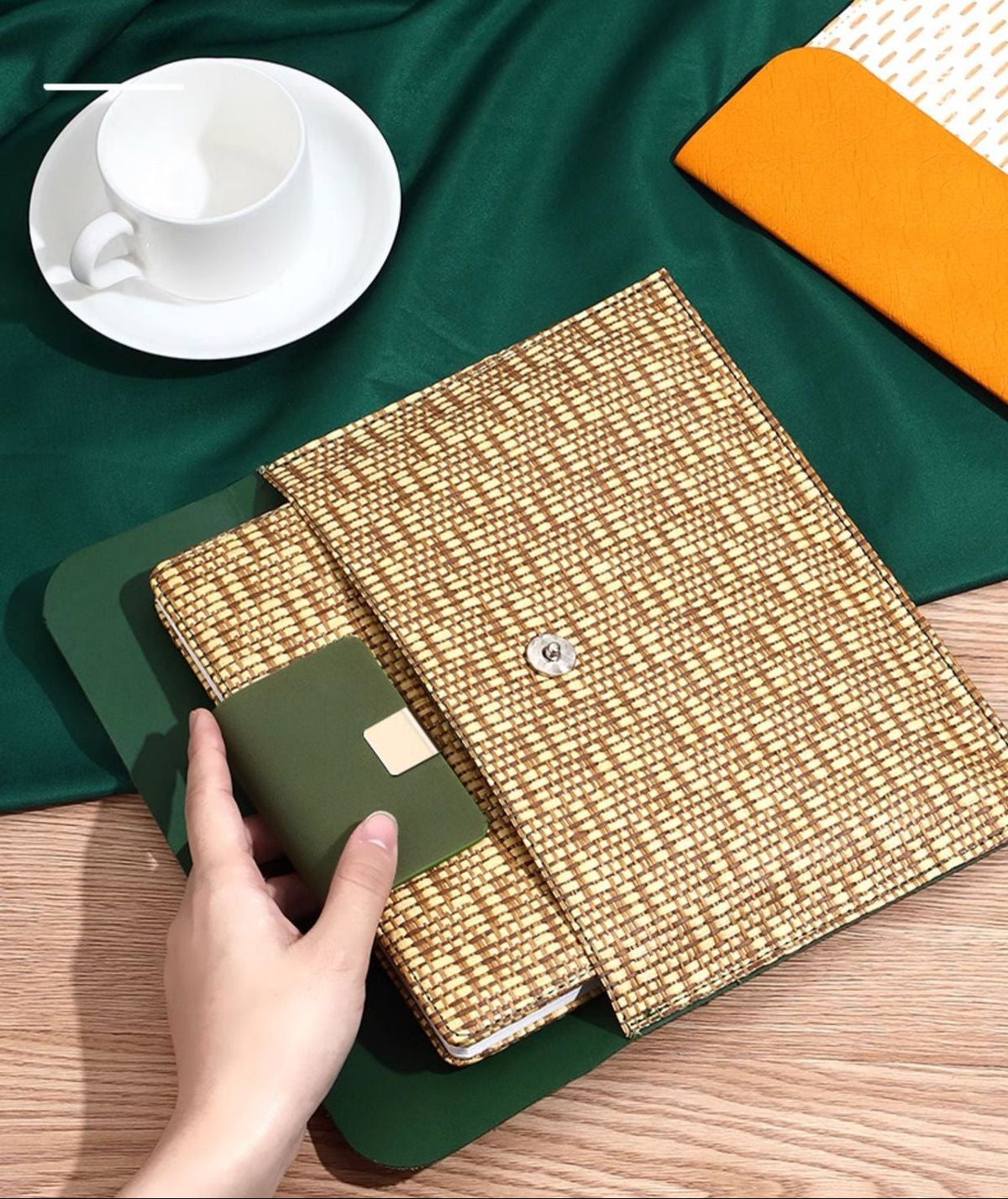Straw-Woven Notebook & Handbag Set, 100gsm Paper, 100 Sheets