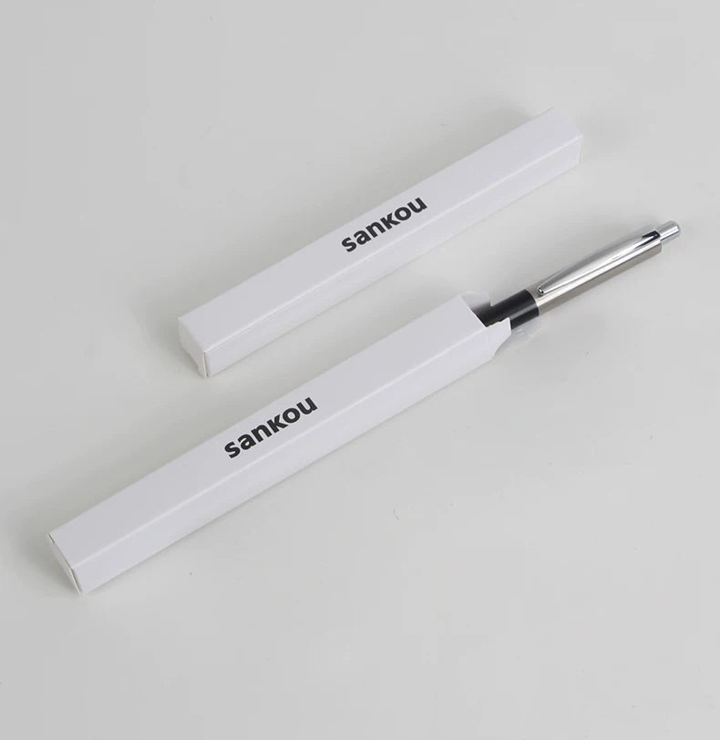 SANKOU Retro Retractable Ballpoint Pen 1.0mm Black & Blue Oil Ink 4 Pack