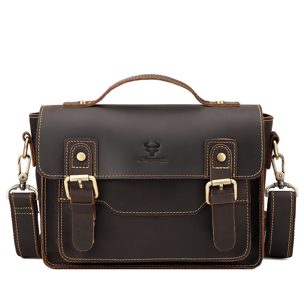 Men's Genuine Leather Crossbody Bag Shoulder Sling Bag Coffee