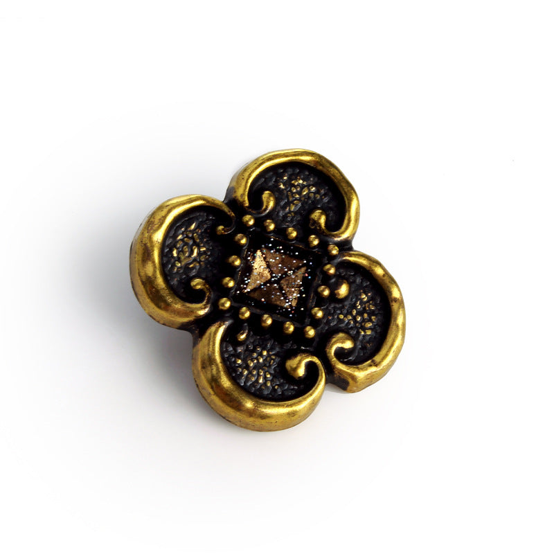 Vintage Enamel Four-Leaf Clover Metal Buttons, 20-Pack