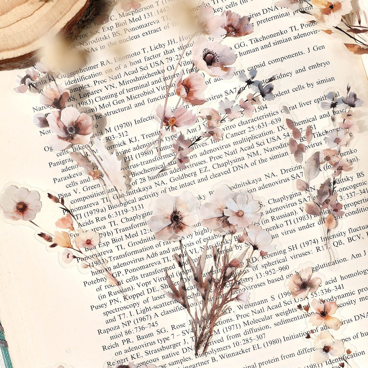 120 Retro Floral PET Sticker Set for Journaling & Scrapbooking