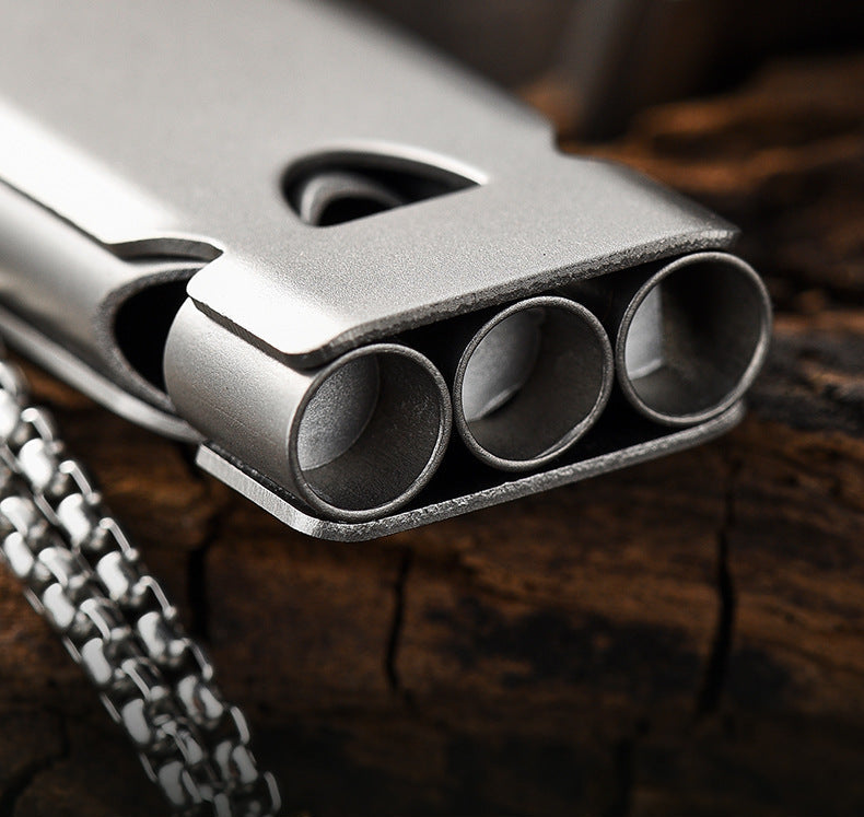 TC4 Titanium Alloy Emergency Whistle, Dual-Tube / Triple-Tube EDC Outdoor Signal Whistle