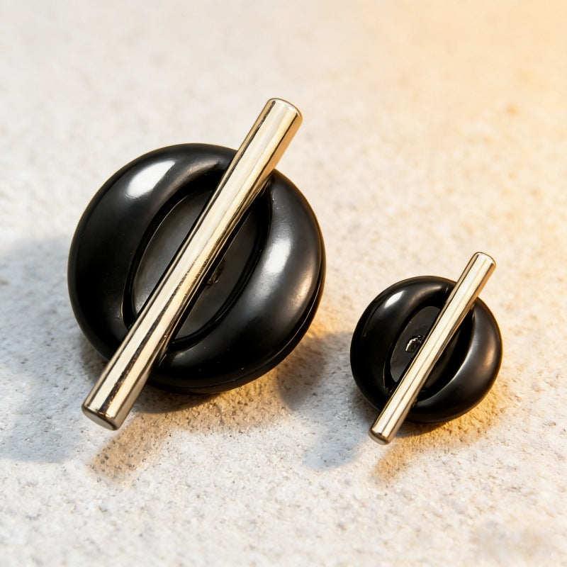 "1 and 0" Hollow Geometric Metal Buttons 20pcs Black