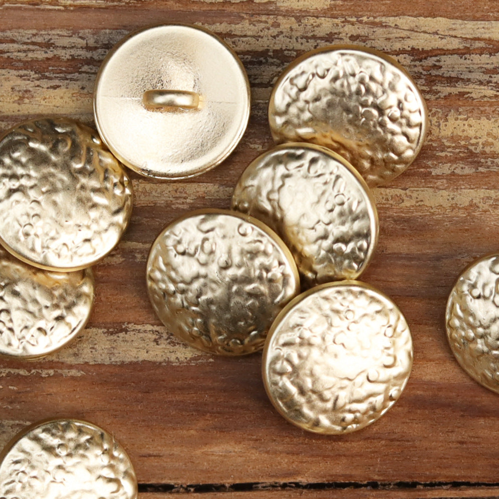 12mm Round Wave-Face Vintage Metal Shank Buttons 200pcs for Shirts Blouses Light Gold