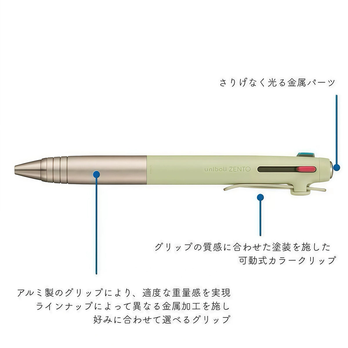 Uni-ball ZENTO Flow Model 3-Color Gel Pen | Black, Red & Blue Ink | 0.38 / 0.5mm