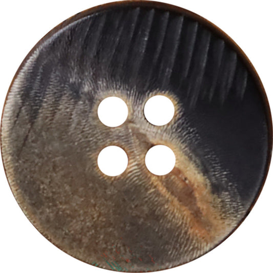 Black Flat-Scorched Natural Horn Buttons 4-Hole for Coat Jacket | Pack of 20