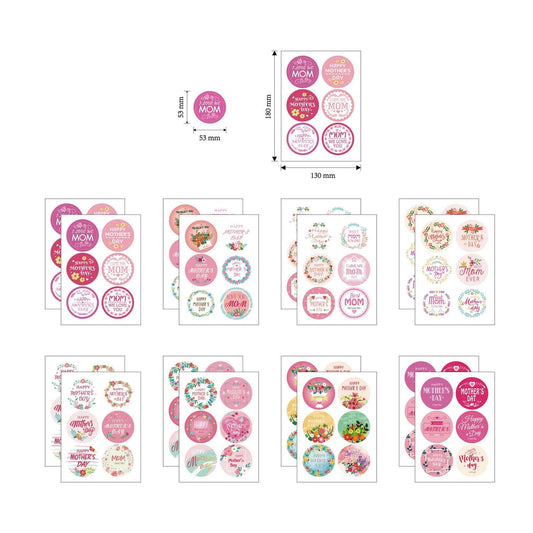 96pcs Mother‘s Day Stickers 2 inch Large Round Labels