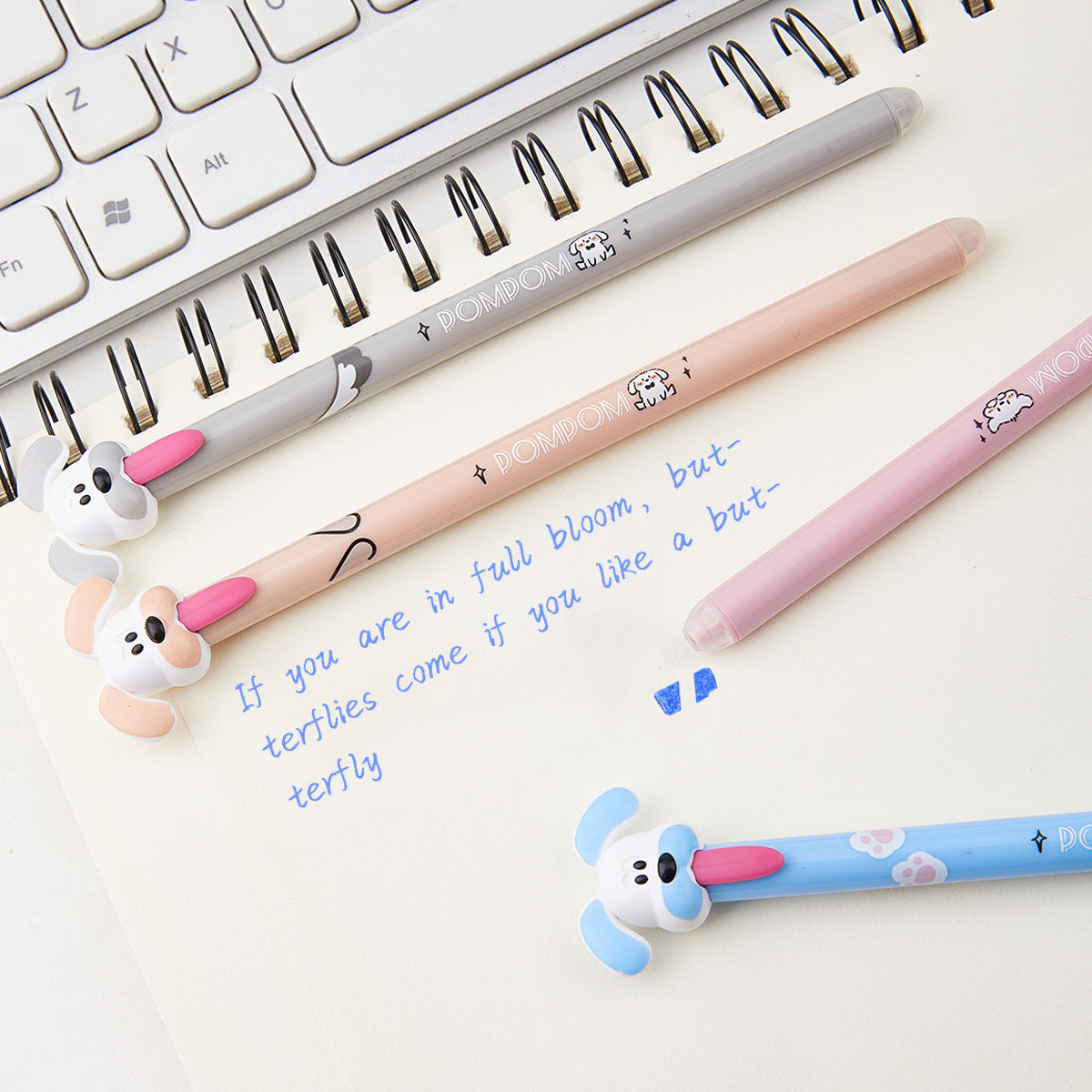 4-Pack Cute Fun Puppy Cartoon Friction Erasable Gel Pens