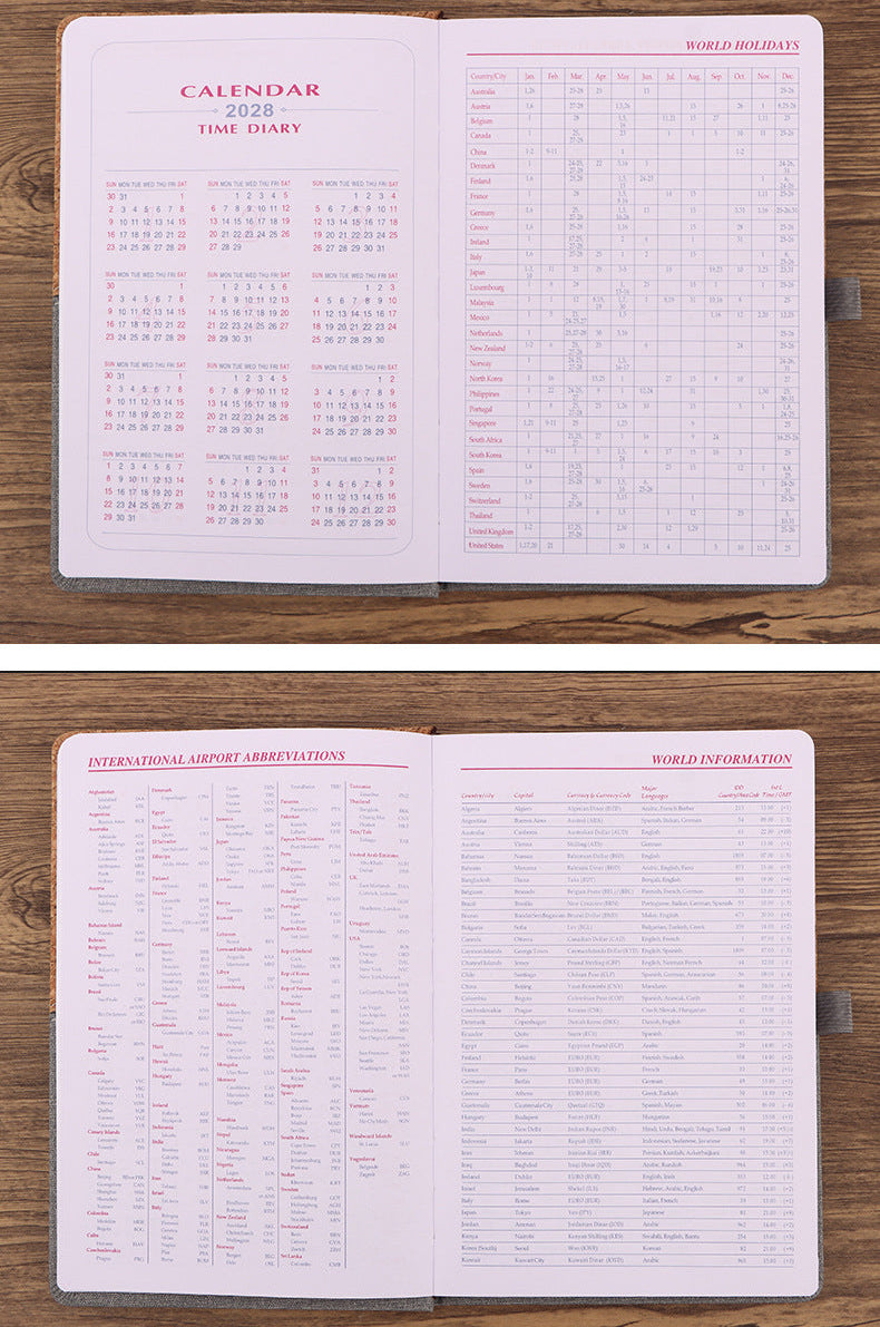 2027 A5 Planner & Business Notebook, Cork & Faux Leather Patchwork Cover, 152 Sheets, 145 × 210mm