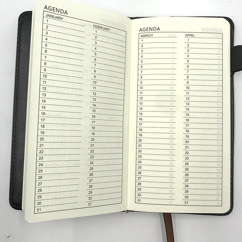 A6 Weekly Planner Notebook with Metal Gel Pen PU Leather Cover, 100 Sheets