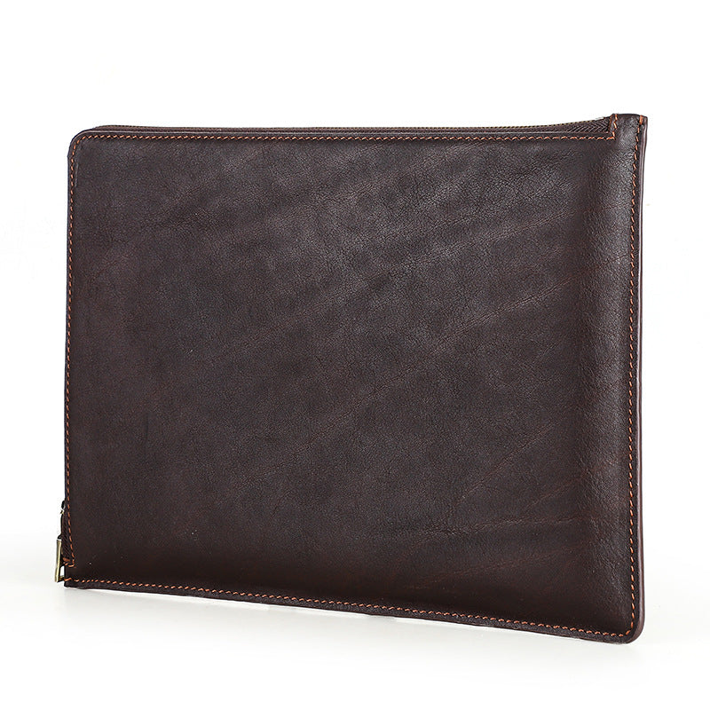 Genuine Leather Laptop Sleeve for MacBook Pro 13” – Coffee Brown with Carry Handle