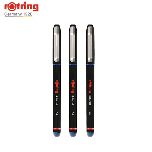 rOtring Rollerpoint Rollerball Pen 3-Pack – Blue Ink | Needle Tip | 0.5mm / 0.7mm | Liquid Ink Precision Liner 0.7mm