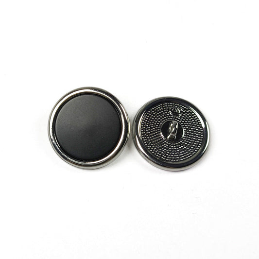 Black Round Flat Metal Shank Buttons with Gold & Silver Rim 20pcs Silver