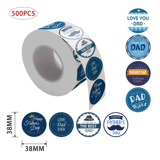 500pcs Happy Father‘s Day Stickers 1.5 inch Round Labels