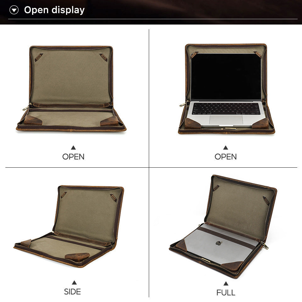 Leather Laptop Bag for MacBook Pro 16” & 15.4” Handheld Carry Case & Protective Sleeve