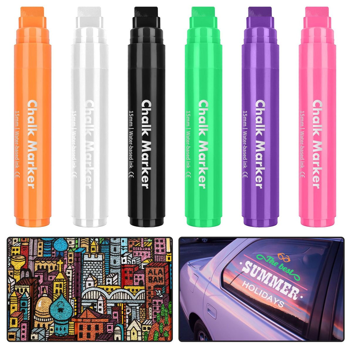 15mm Wide Tip Liquid Chalk Markers for LED Chalkboards,Glass,Menu Boards & Window Signage