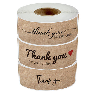 1500 pegatinas de agradecimiento de papel kraft (1 x 3 pulgadas), etiquetas rectangulares para pequeñas empresas
