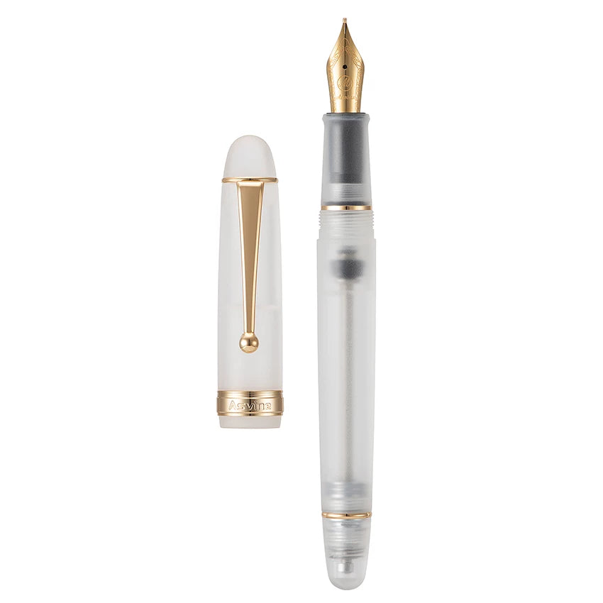 Asvine V126 Frosted Transparent Acrylic Fountain Pen | Vacuum Filling | Ink-View Barrel Matte White