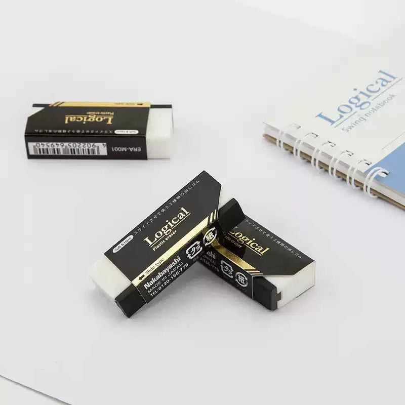 Nakabayashi Logical Plastic Eraser Slide Type Soft & Hard 2 Pack