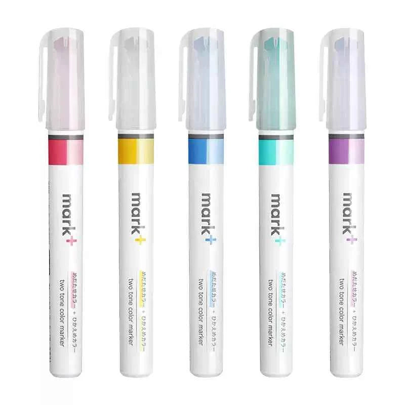 KOKUYO 2-Tone Mark+ Pastel Highlighter Markers 5 Colors Set