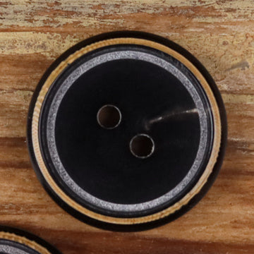 Black Buffalo Horn Buttons – Round Matte Aged Burnt Edge | 2-Hole | Set of 20 Style 1