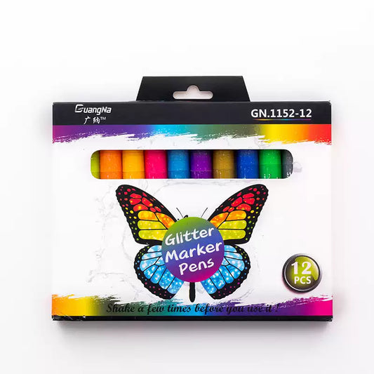 Guangna 1152 Glitter Metallic Marker Pens, Medium Tip,12 Color