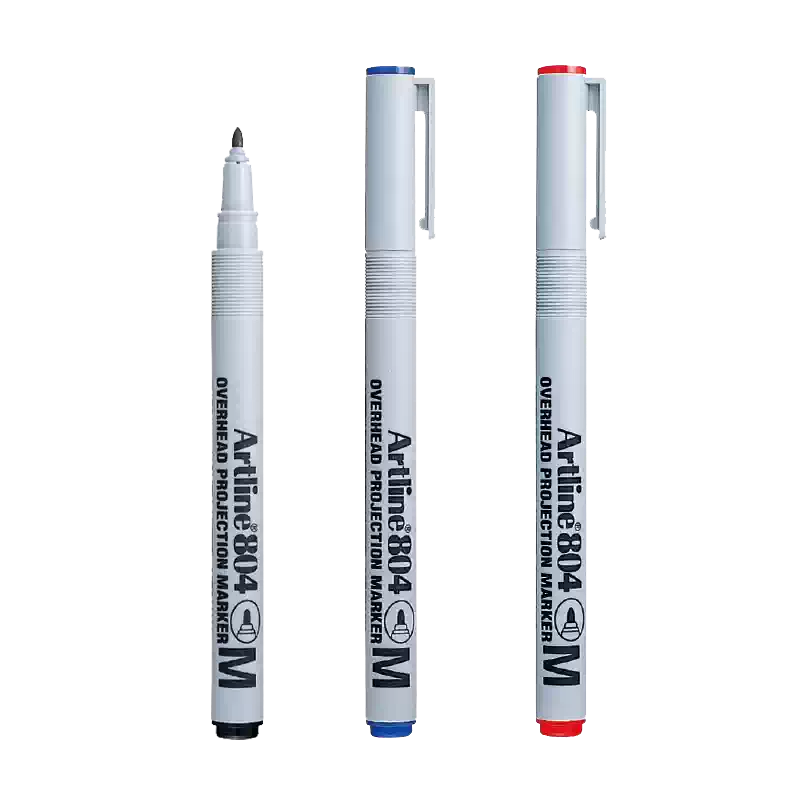 Artline 804 M Overhead Projection Markers, 1mm Round Tip, Erasable Water-Based Ink, 3-Pack 3 Mixed Color