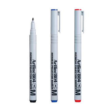 Artline 804 M Overhead Projection Markers, 1mm Round Tip, Erasable Water-Based Ink, 3-Pack 3 Mixed Color