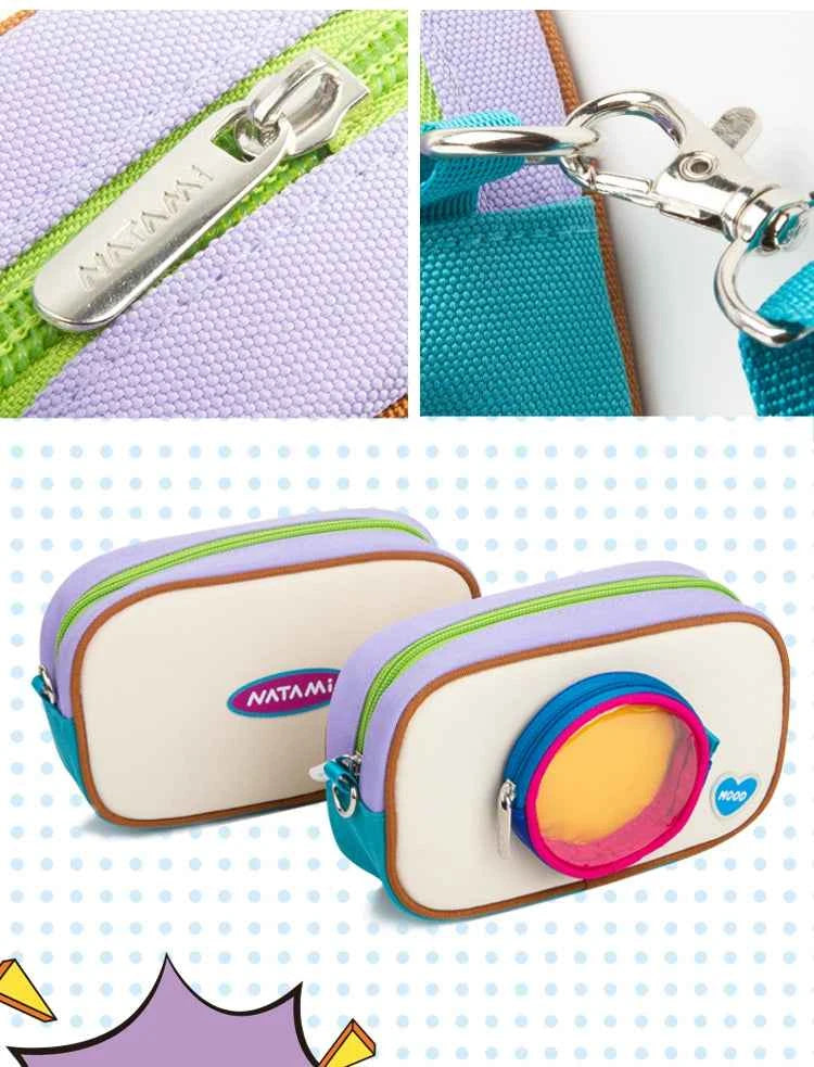 NATAMI Color-Block Camera-Style Pen Bag with Crossbody Strap