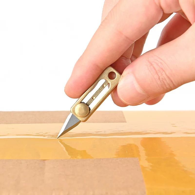Brass EDC Pocket Slip Knife | Mini Keychain Box Cutter