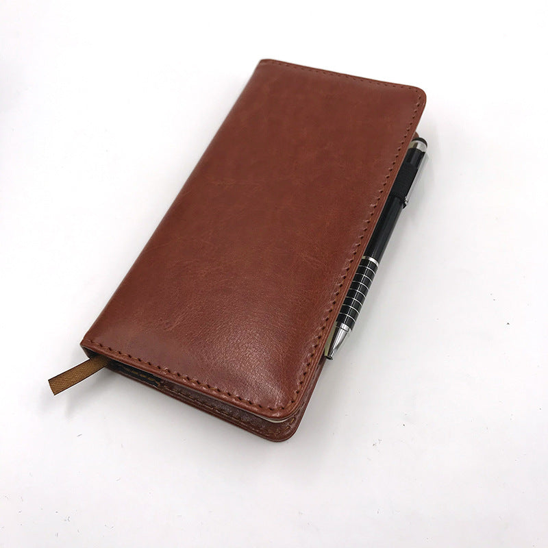 A6 Weekly Planner Notebook with Metal Gel Pen PU Leather Cover, 100 Sheets Brown