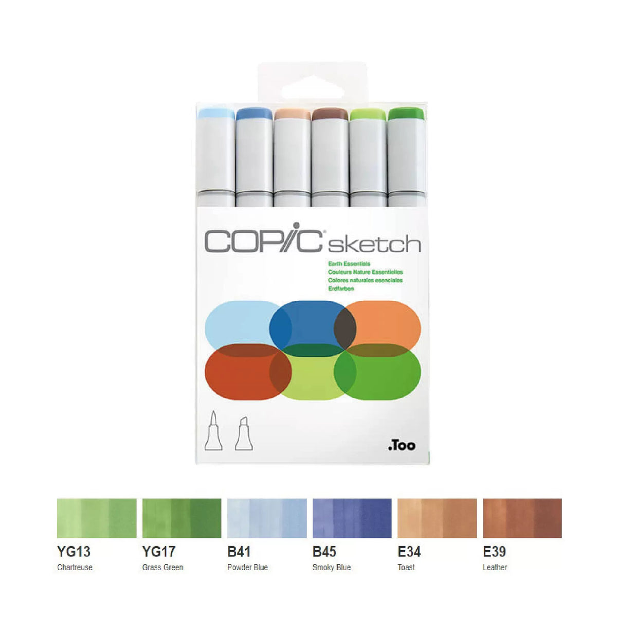 COPIC Sketch Brush Marker Pens 6 Color Earth Essentials