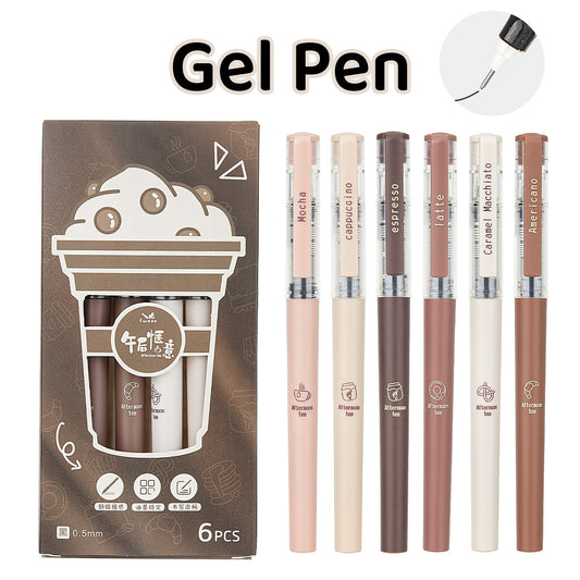 6-Pack Afternoon Tea Series Rollerball Pens 0.5mm Black Ink