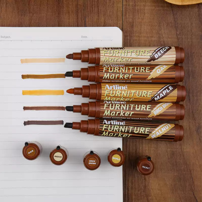 Artline Wood Furniture Touch-Up Markers, Oil-Based, 8-Color Repair Set