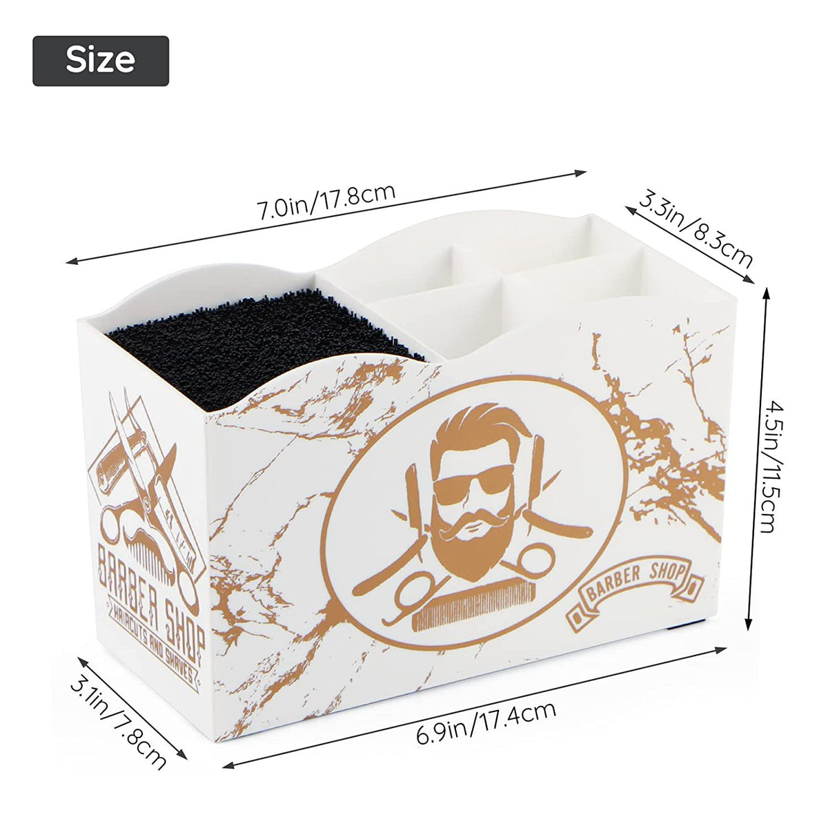 Caja organizadora de escritorio con soporte para peine, tijeras y tijeras de peluquero, 5 compartimentos