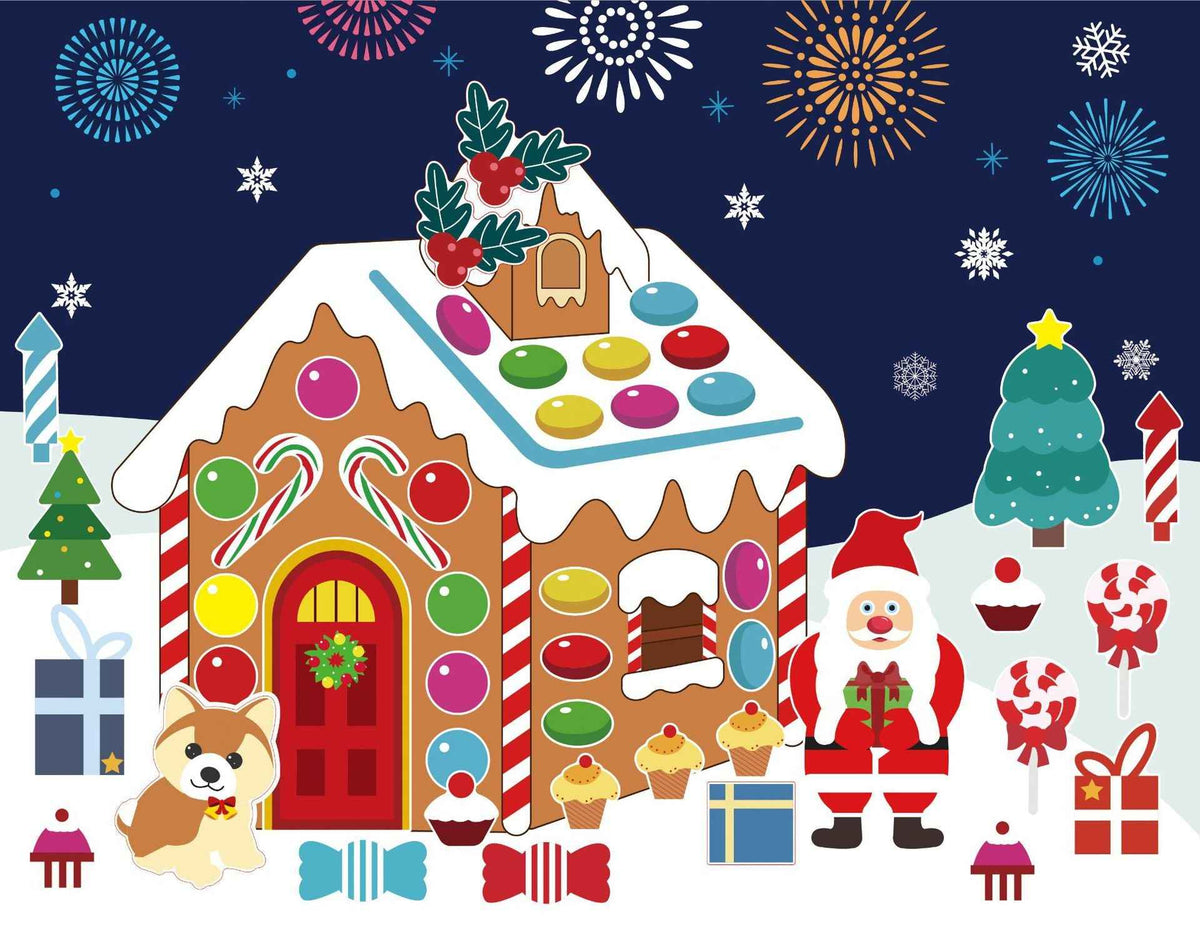 12 pegatinas de casa de Navidad para hacer pan de jengibre para niños