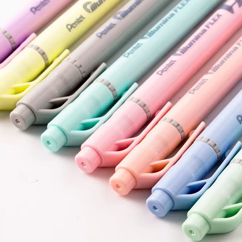 Pentel Dual Highlighter Pastel Illumina Flex Punta Doble 8 Colores