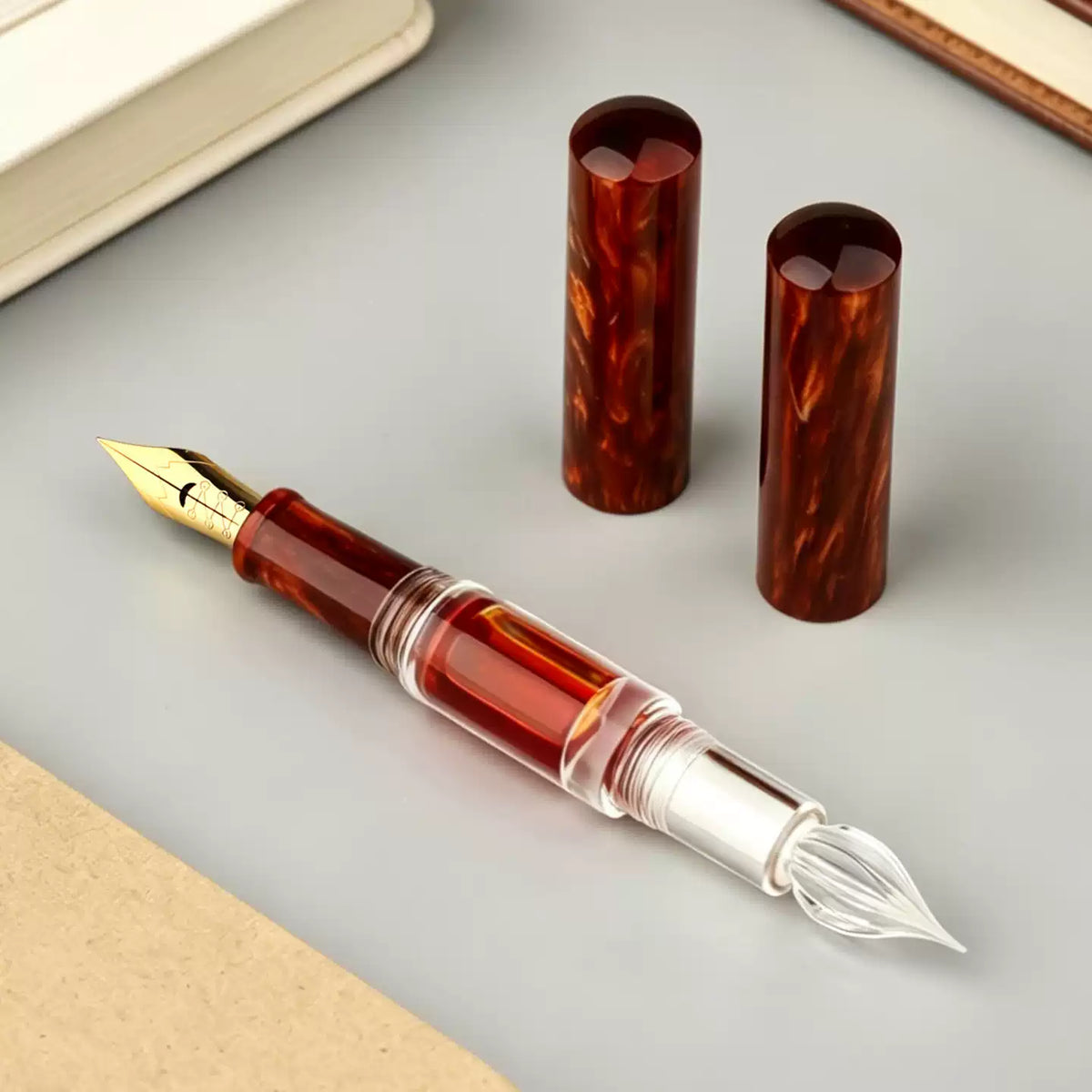 MAJOHN N15 Dual-Tip Fountain Pen | Glass Dip Nib + Flexible Italic Calligraphy Nib