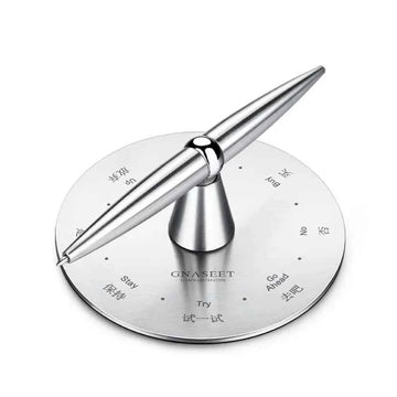 GNASEET Brushed Stainless Steel Spinning Stress Relief Decision Pen