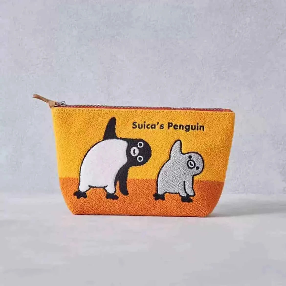 Orange Japanese Suica Penguin Watermelon Embroidered Cosmetic Bag