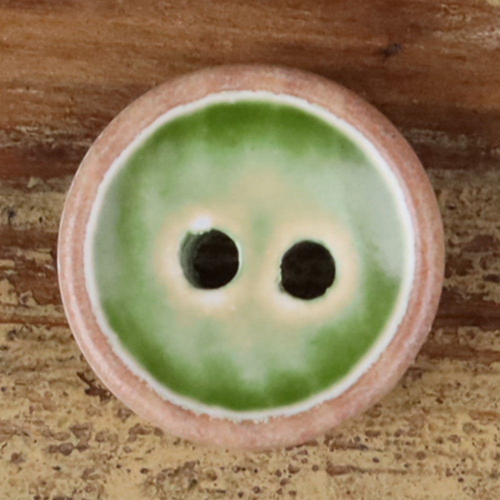 11.5mm Iridescent Wood Round 2-Hole Buttons – Set of 30 Green