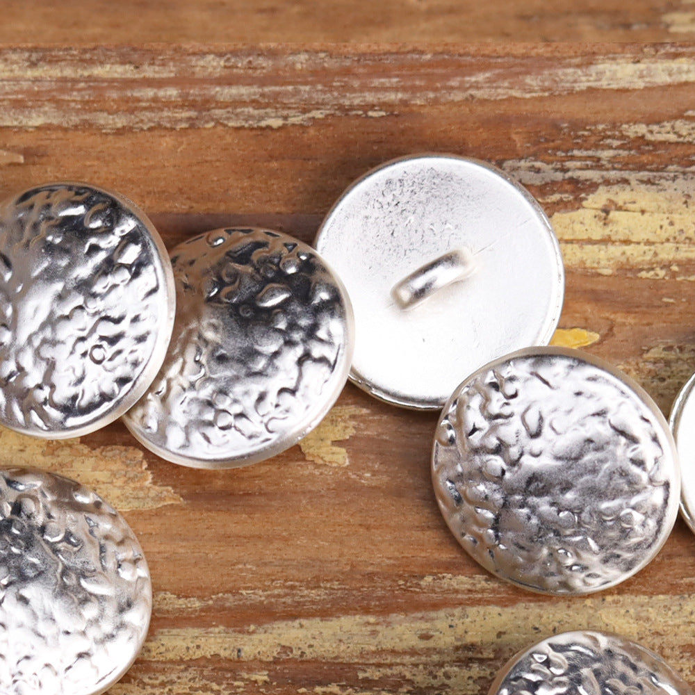 12mm Round Wave-Face Vintage Metal Shank Buttons 200pcs for Shirts Blouses Silver